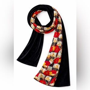 Velvet & Satin Scarf with Baroque Purse Motif
